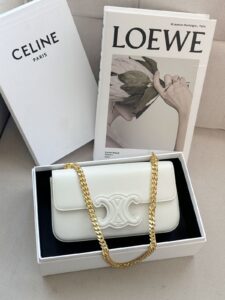 Bolsa Celine Triomphe em Couro - Branco/douradd