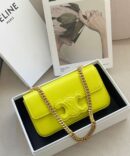 Bolsa Celine Triomphe em Couro - Amarelo/Dourado