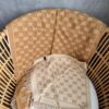 Manta Gucci Xadrez Monogram Dupla Face-Bege/Caramelo