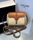 Bolsa Celine Soft Mini 16 Têxtil - Bege/Marrom