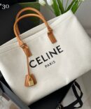 Bolsa Celine Tote Tecido - Branco/Marrom