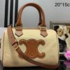 Bolsa Celine Boston Cuir Triomphe Ráfia - Bege/Marrom