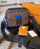 Bolsa LV Messenger Canvas S-Lock - Marrom/Azul