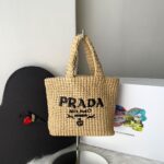 Bolsa Prada Tote Ráfia Pequena - Bege