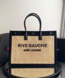 Bolsa Saint Laurent Rive Gauche Palha - Bege/Preto