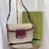 Bolsa Gucci 1955 Horsebit Monogram - Bege/Vinho