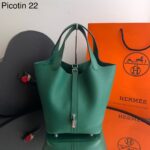 Bolsa Hermes Picotin Lock 22 - Verde/Prata