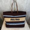 Bolsa Miu Miu Tote-Marrom/Azul