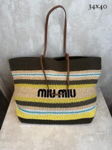 Bolsa Miu Miu Tote-Verde/Bege