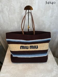 Bolsa Miu Miu Tote-Marrom/Azul