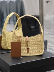 Bolsa Saint Laurente Le 5 à 7 Ráfia - Bege/Ráfia