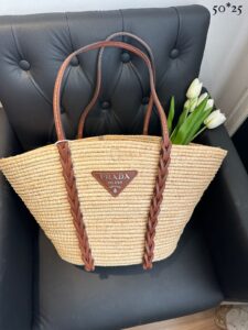 Bolsa Prada Tote de Palha - Bege/Palha