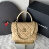 Bolsa Chanel Top Handle Flap - Bege/Dourado