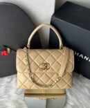 Bolsa Chanel Top Handle Flap - Bege/Dourado