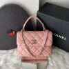 Bolsa Chanel Top Handle Flap - Rosa/Dourado