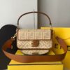 Bolsa Fendi Baguete FF Bordado - Bege/Marrom