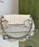 Bolsa Gucci Horsebit Chain - Branco/Prata