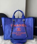 Bolsa Chanel Tote Fibra Neon - Azul/laranja