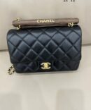 Bolsa Chanel com Alça Wood - Preto/Dourado