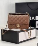 Bolsa Chanel com Alça Wood - Marrom/Dourado