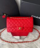 Bolsa Chanel Classic 255 Caviar - Vermelho/Dourado