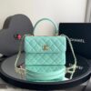 Bolsa Chanel Top Handle Flap - Verde Agua/Dourado