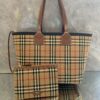 Bolsa Burberry London Xadrez - Bege/Marrom