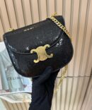 Bolsa Celine Besace Mini com Aplicações - Preto/Dourado