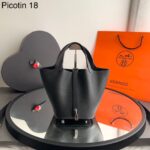 Bolsa Hermes Picotin Lock 18 - Preto/Prata