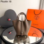 Bolsa Hermes Picotin Lock 18 - Marrom/Prata