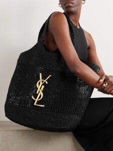 Bolsa YSL Icare em Ráfia-Preto