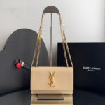 Bolsa YSL Kate Couro Caviar-Creme /Dourado