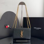 Bolsa YSL Kate Couro Caviar-Preto/Dourado