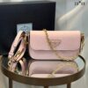 Bolsa Prada Couro Saffiano - Rosa/Dourado