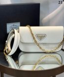 Bolsa Prada Couro Saffiano - Branco/Dourado