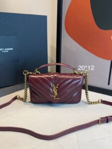Bolsa Carteira YSL Matelassê-Vinho/Dourado
