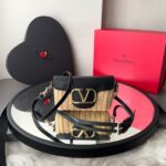 Bolsa Valentino VLogo Ráfia  Bege/Preto