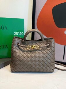 Bolsa Bottega Veneta Andiamo Pequena-Cinza Argila