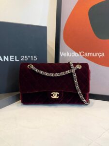 Bolsa Chanel Classic 11.12 Camurça-Vinho