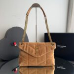 Bolsa YSL Puffer Camurça MM - Caramelo/Dourado