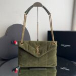 Bolsa YSL Puffer Camurça MM-Verde
