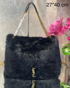 Bolsa YSL Jamie em Pele de Carneiro - Preto/Dourado