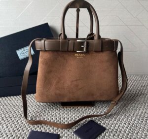Bolsa Prada Buckle Camurça - Marrom