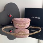 Bolsa Chanel Pochete Pérolas - Rosa/Dourado