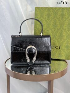 Bolsa GG Dionysus Top Handle Verniz - Preto