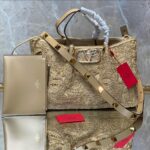 Bolsa Valentino Vlogo Ráfia Rendada - Bege
