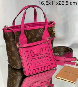 Bolsa LV Neverfull Bandoulière Inside Out BB- Rosa