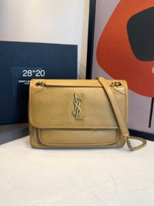  Bolsa YSL Niki G Granulada-Caramelo/Dourado