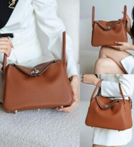 Bolsa de Mão Hermes Lindy - Caramelo/Prata