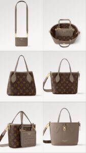 Bolsa LV Neverfull Bandoulière Inside Out BB-Cinza
